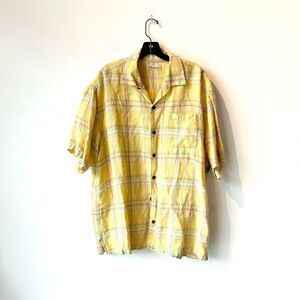XL Tommy Bahama Yellow Plaid Dress Shirt
